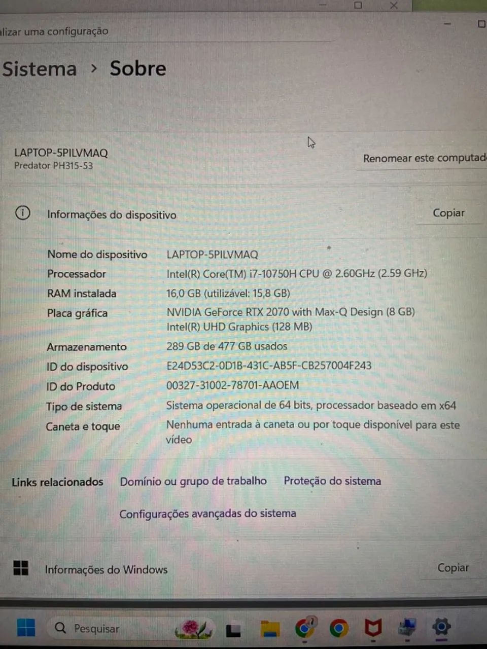 Notebook gamer acer predator helios i7 16gb ram rtx 2070 - Foto 4