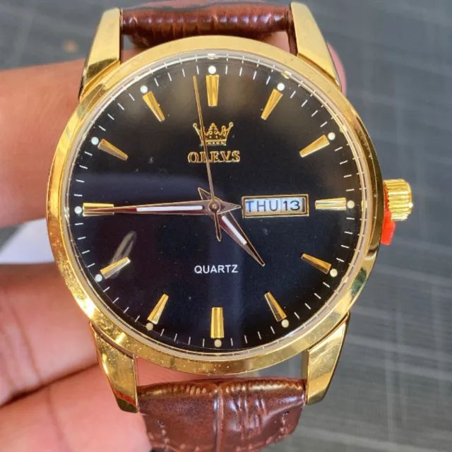 Relógio Masculino Olevs Original Elegante com Pulseira em Couro - Pronta Entrega - Foto 3