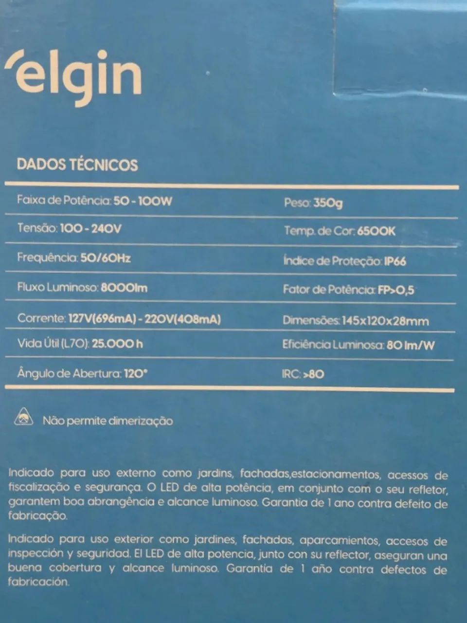 Refletor Led 100W 6500K ELGIN - Foto 2