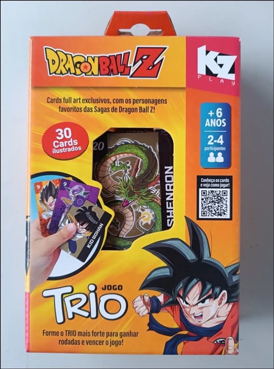 Jogo Trio Dragon Ball Z - KZ Play Caixa com 30 Cartas (Novo