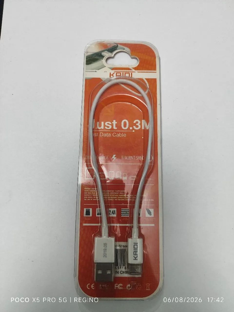 Cabo USB tipo C 30cm kaidi 2.4A - Foto 2