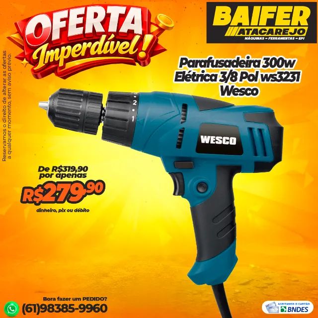 Parafusadeira 300w Elétrica 3/8 Pol ws3231 Wesco