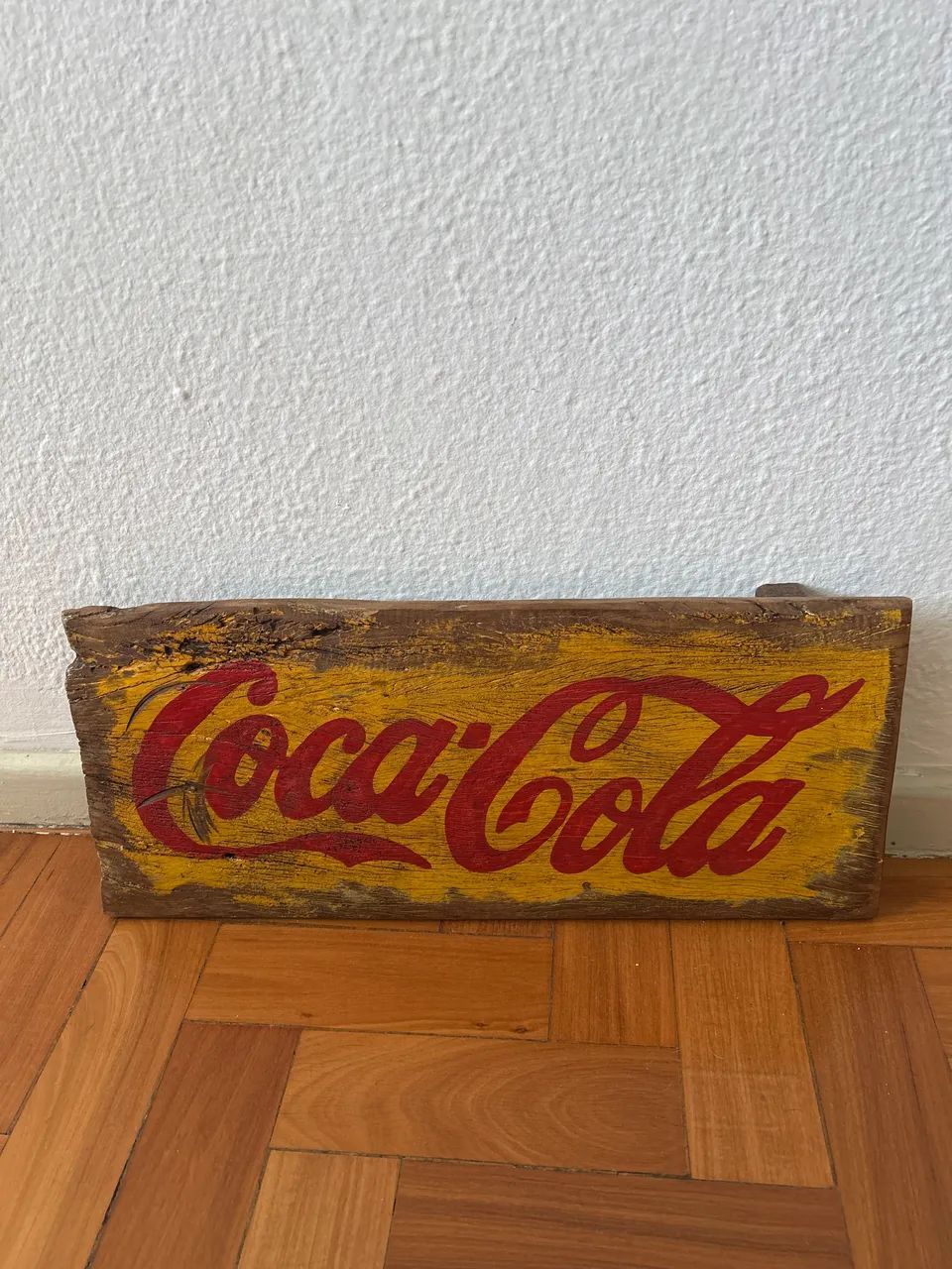 Placa Coca Cola madeira de demolição 