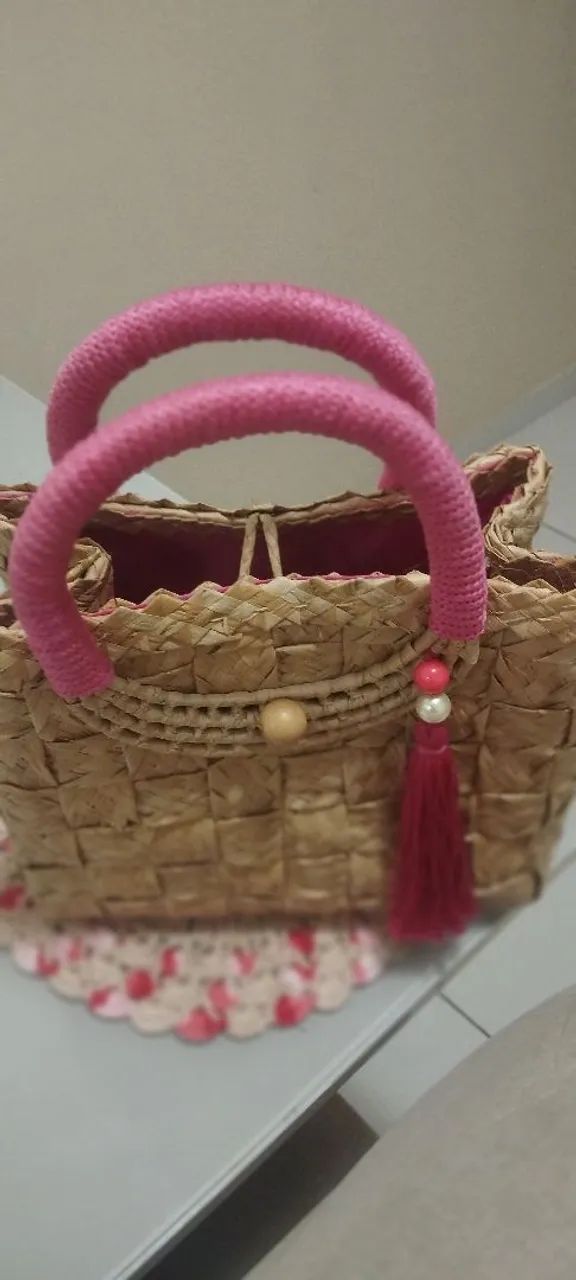 Bolsa de palha de carnaúba trançada - Foto 2