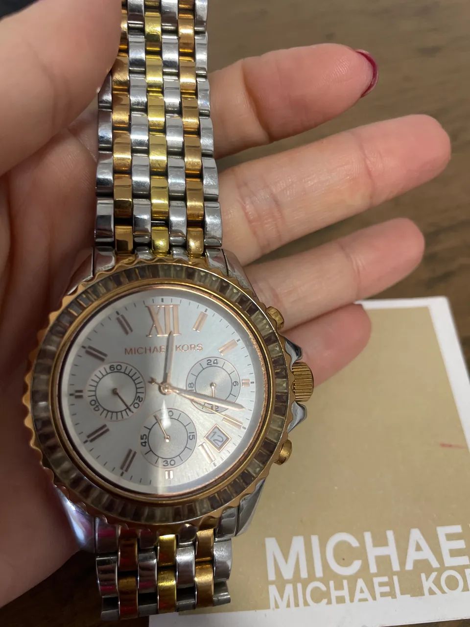 Relógio Michael Kors Original Feminino Dourado/prata - Foto 5