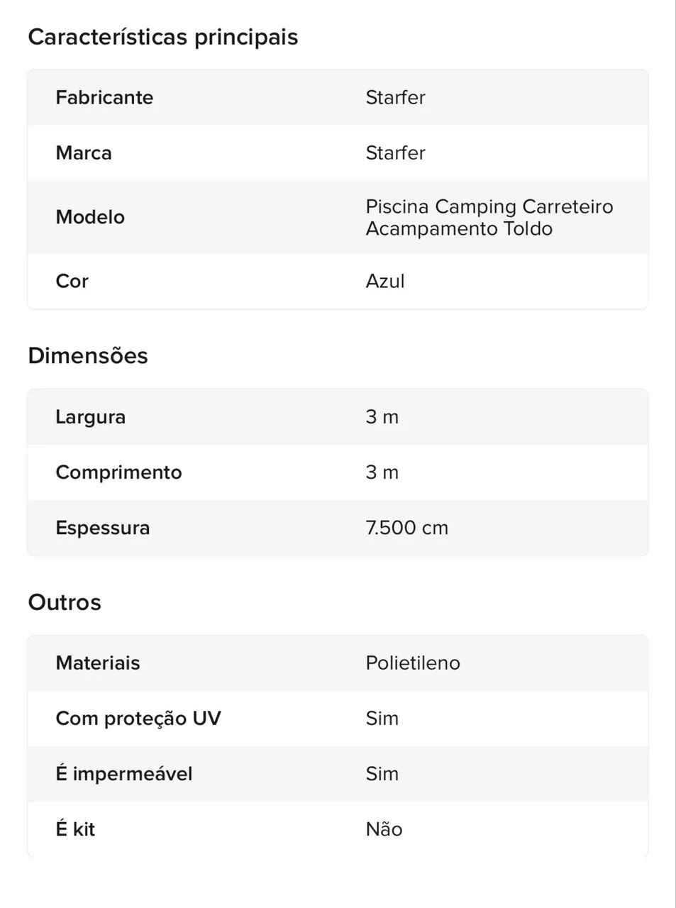 Lona Cobertura Impermeavel Azul 3x3 Proteção UVA marca Starfer - Foto 4