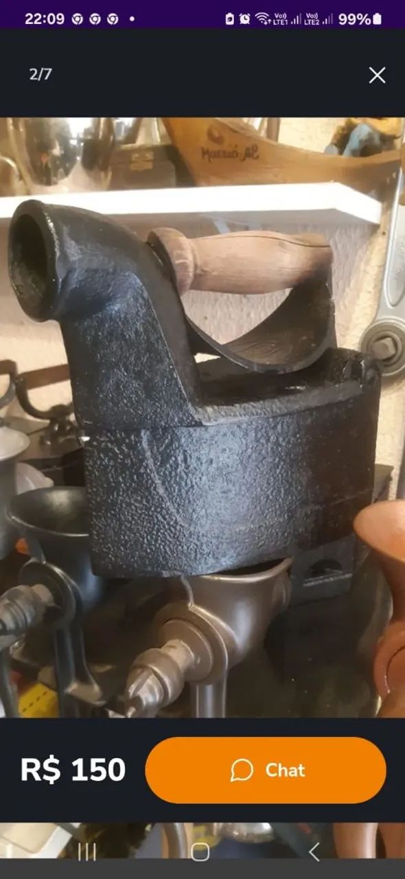 Ferro passar roupa antigo 1950 - Foto 2