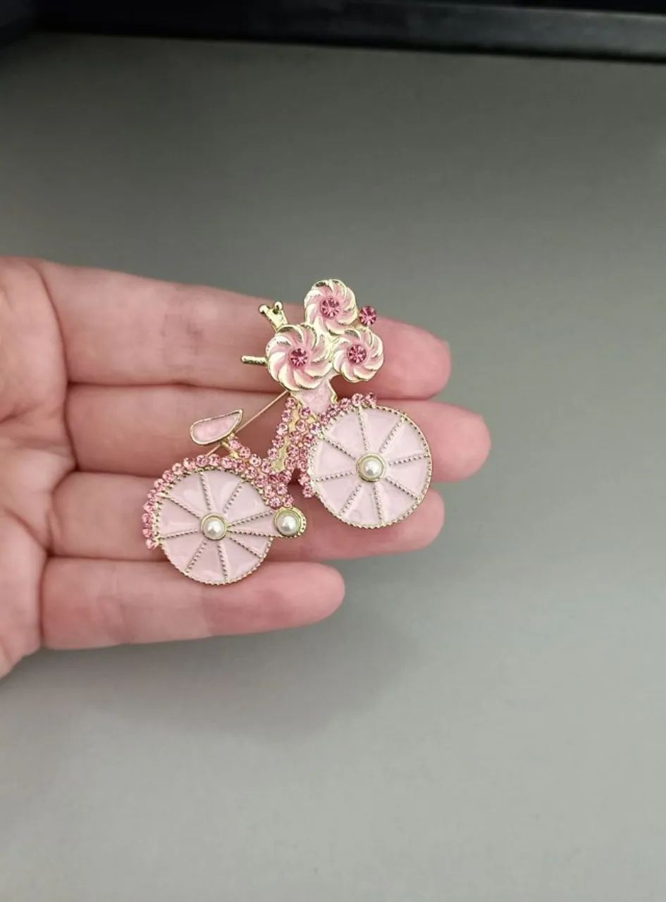 Broche de Bicicleta Rosa Delicada (novo) - Foto 3
