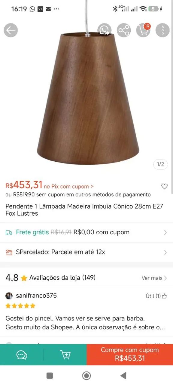 Pendente Cônico Madeira - Foto 5