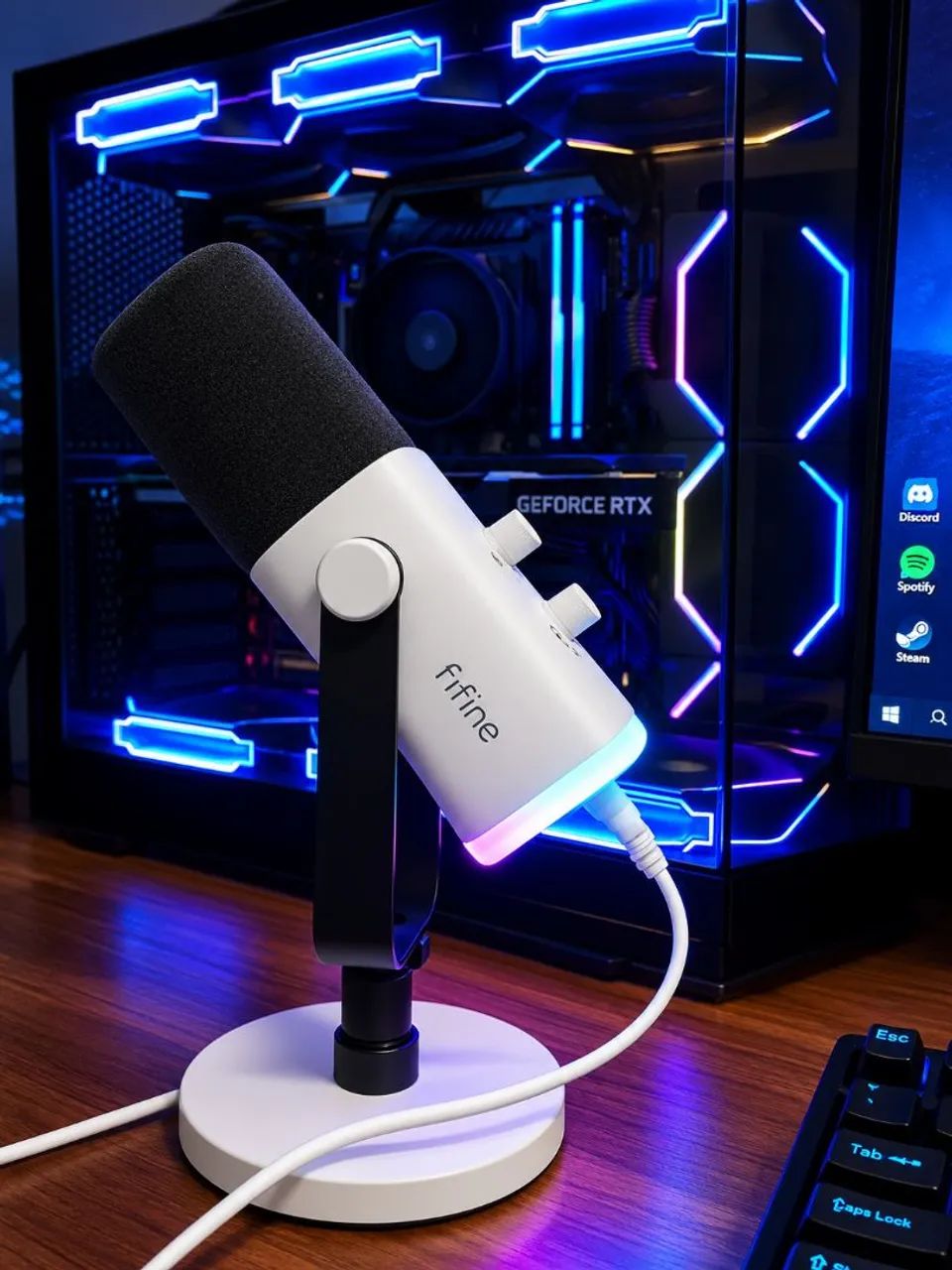 Fifine AM8 Branco USB + XLR RGB - 4 Meses de Uso - Foto 2