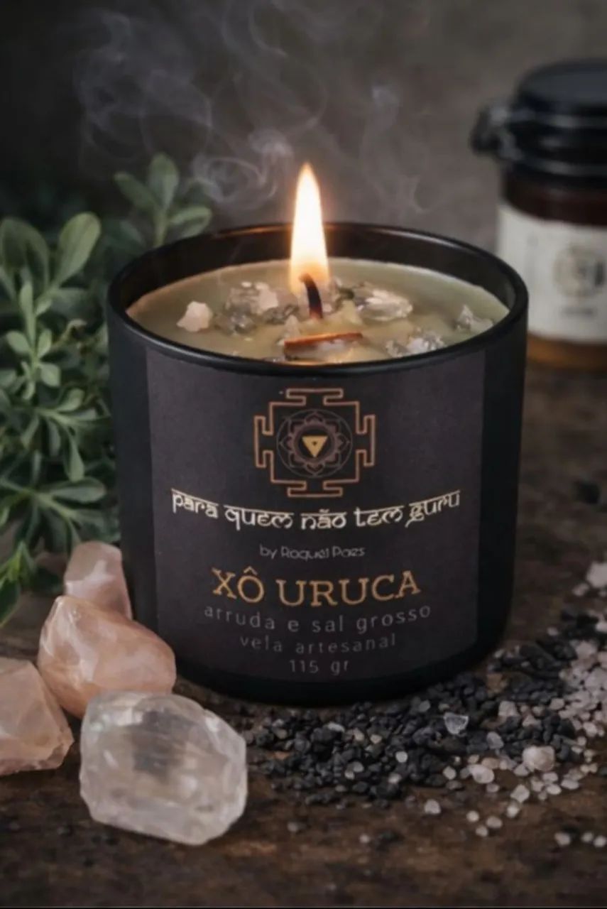 Vela artesanal de arruda e sal grosso 115g - Foto 2