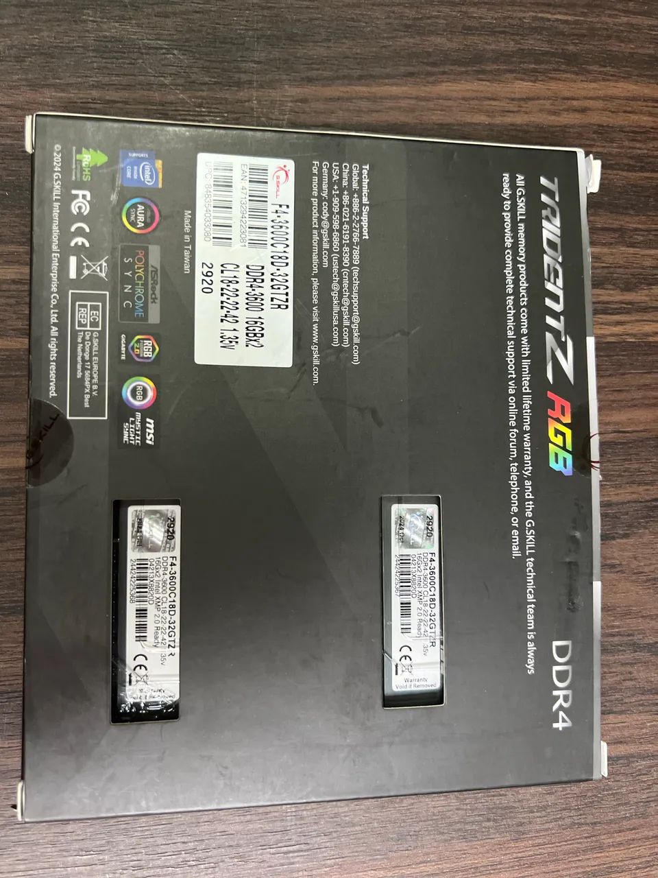 Memória G.Skill Trident Z DDR4 3600MHz kit de 32GB (2x16GB)