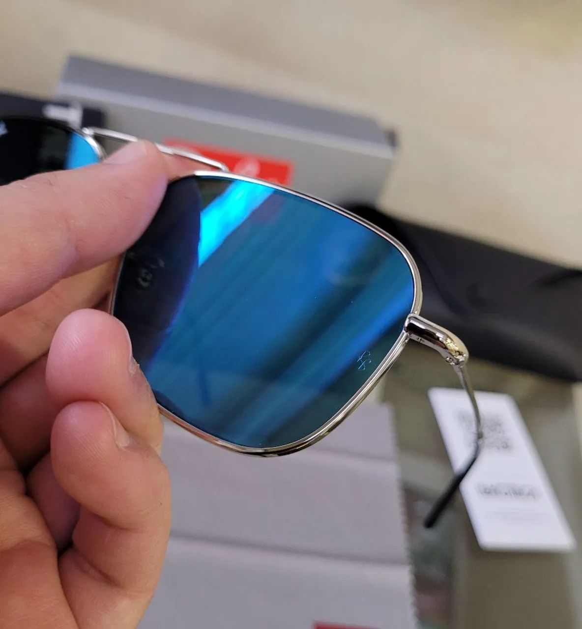 Ray ban carvan reverse azul espelhado com prata rb0102s - Foto 4