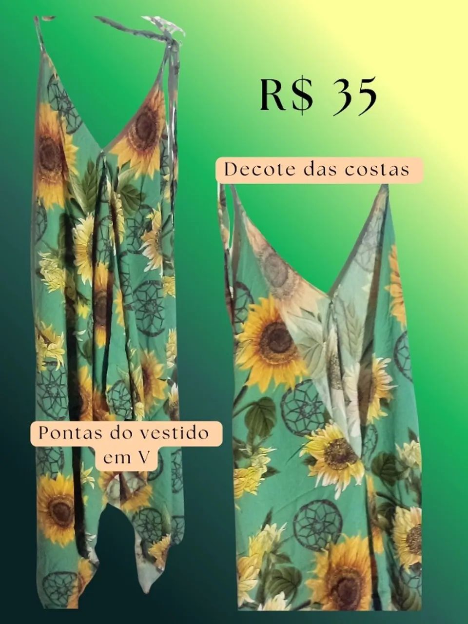 Vestido floral girassol decotado M - Foto 2