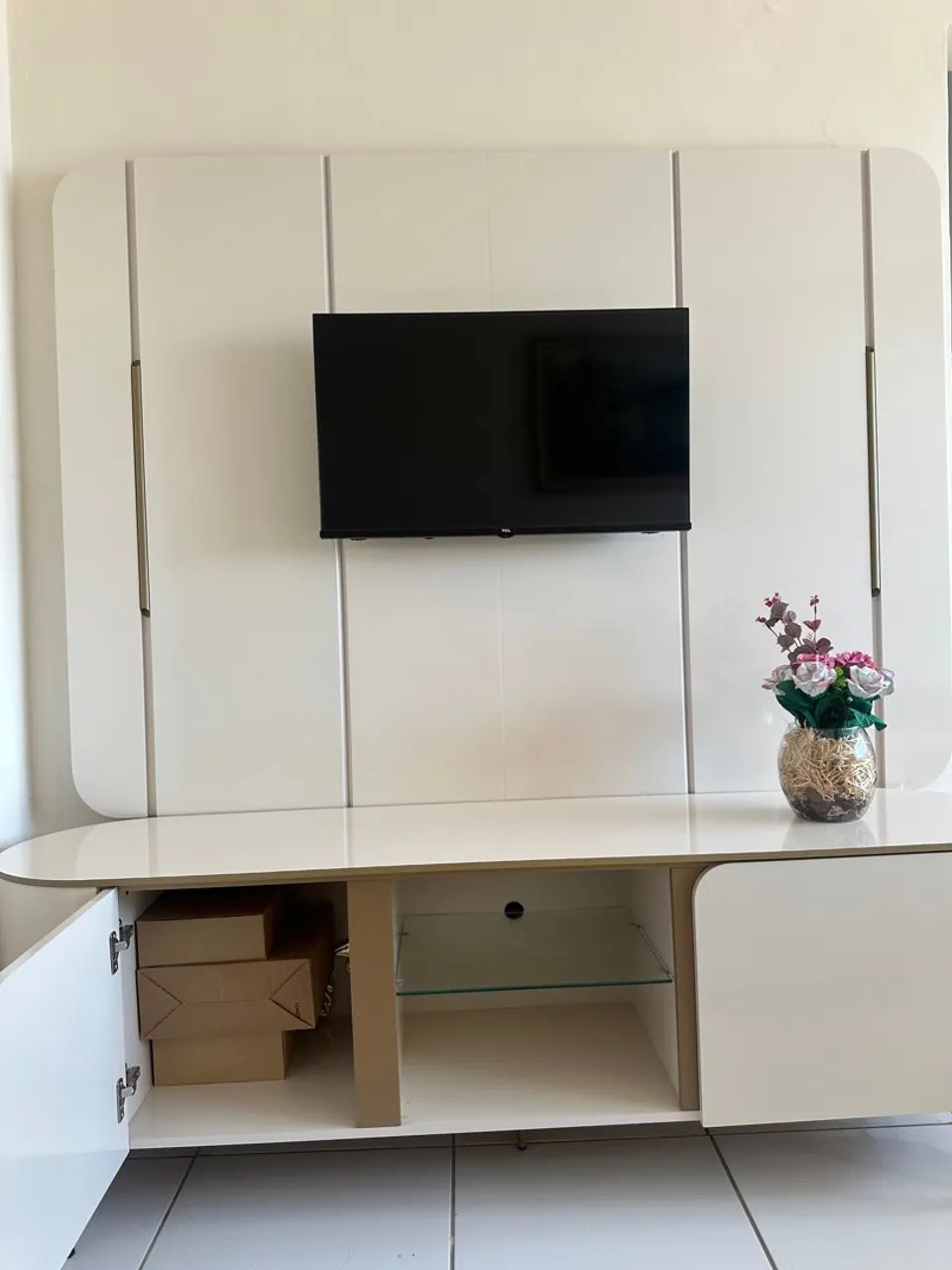 Painel + Rack Off White com LED  - Foto 3