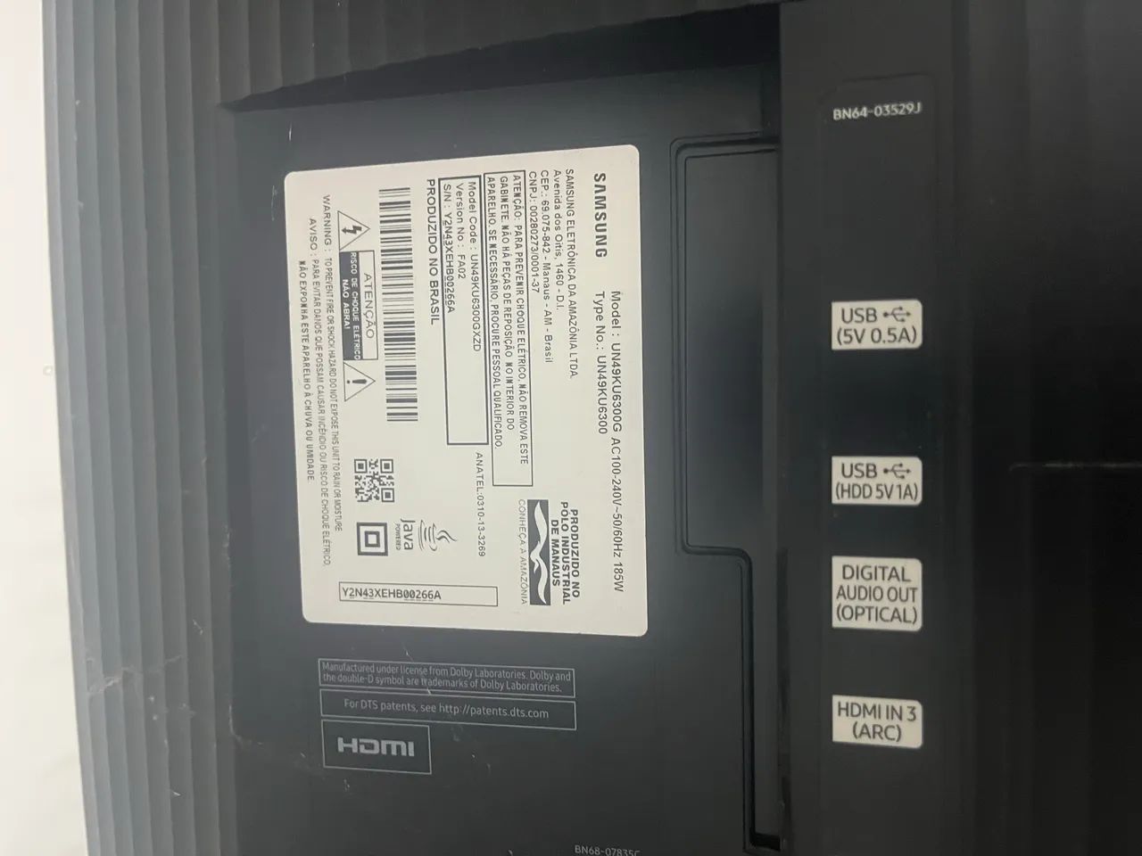Smartv Samsung 49 polegadas com tela quebrada para retirada de peças 