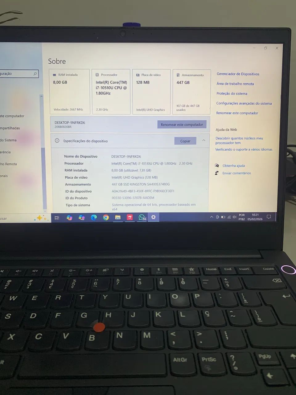 Lenovo ThinkPad E14 - I7 - Geração 10 - Foto 5