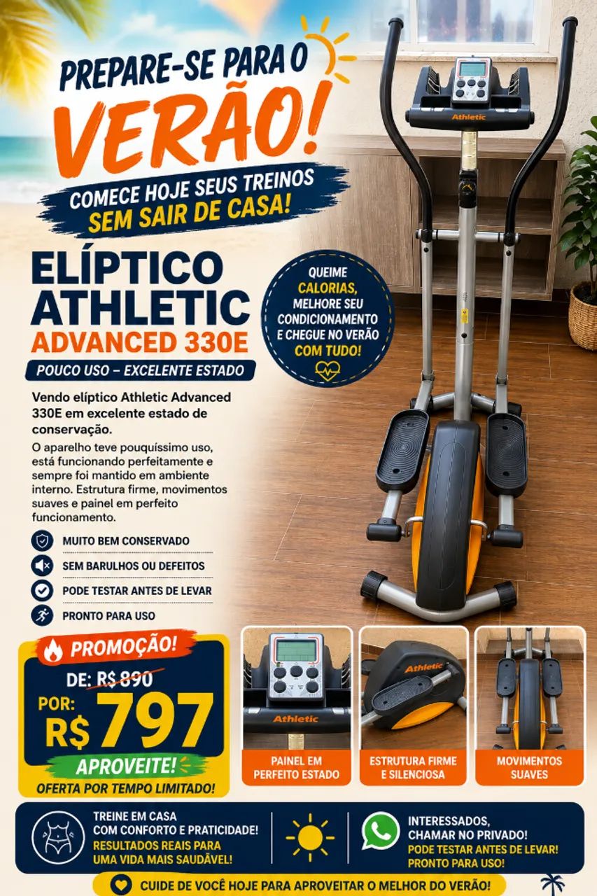 Eliptico Athletic Advanced 330E - Usado, em ótimo estado