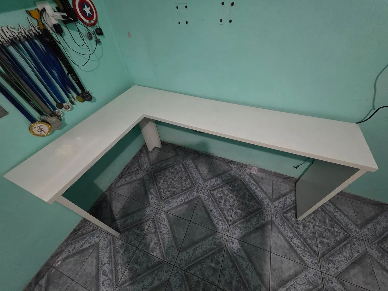 Bancada Mesa em L Branca - Foto 4