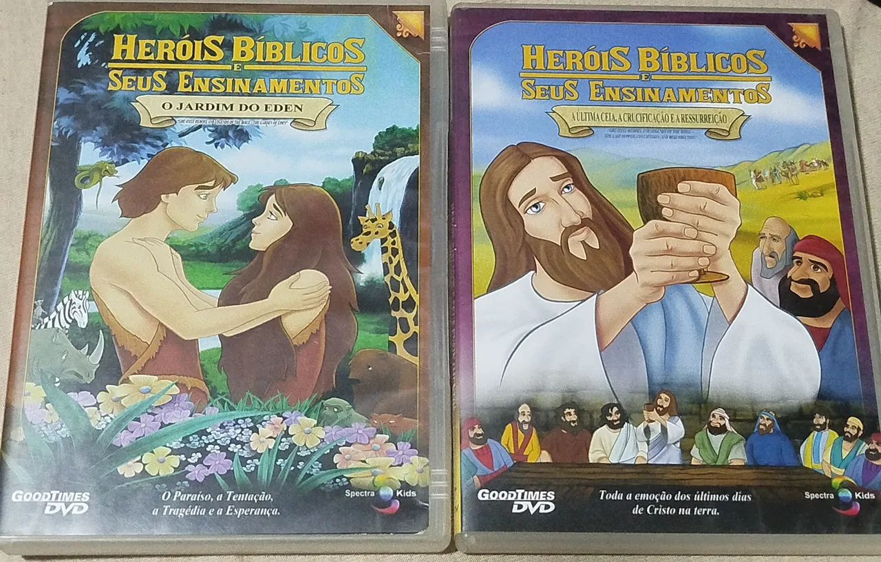 2 DVDS : Heróis bíblicos e seus ensinamentos DVD 1: Adão e Eva , DVD 2: Ressurreição 