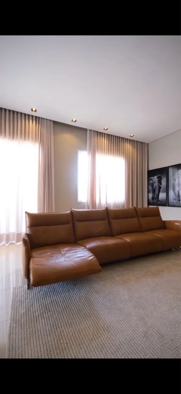 Sofá couro reclinável elétrico 3,70m 4 lugares - 110V e 220V