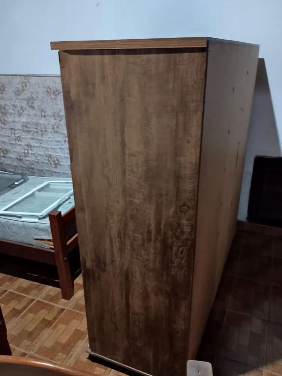 Cômoda com 6 gavetas e 2 portas, Mdp cor amêndoa - Foto 5