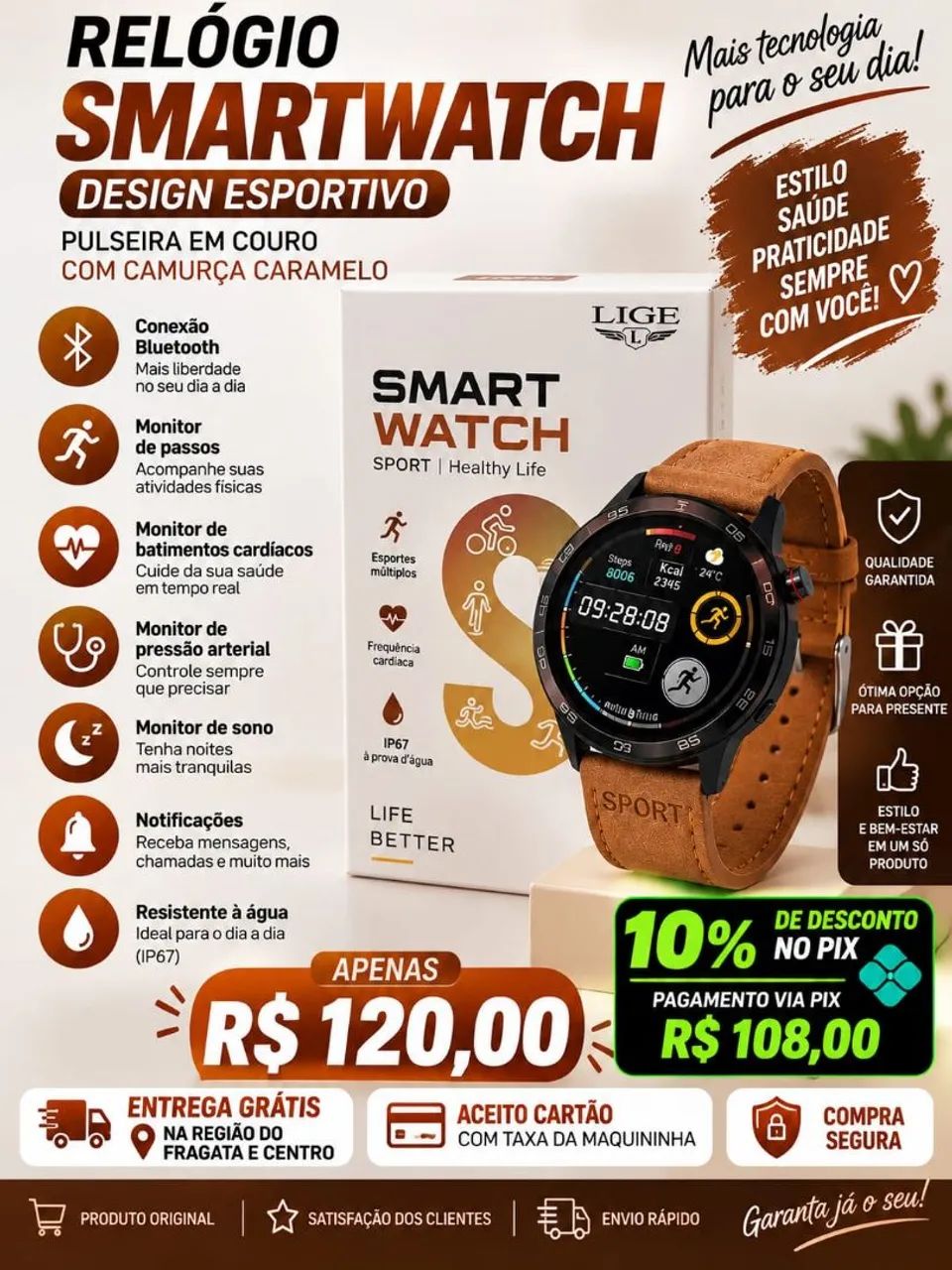 Relógio smartwatch - Sport 