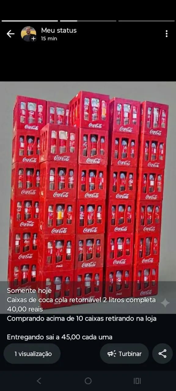 Caixas de coca cola retornável 2 litros 