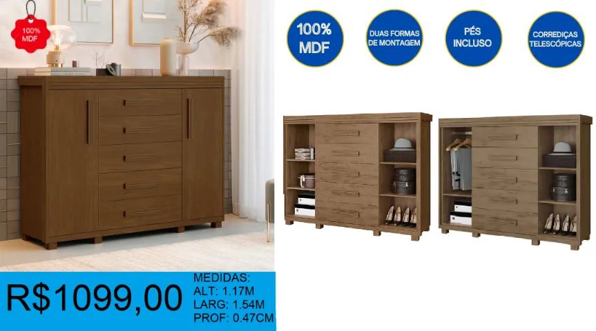 Comoda 100% mdf com sapateira duas portas - temos a pronta entrega  - Foto 4