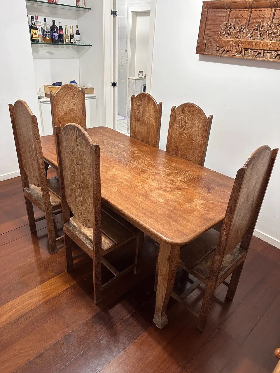 Conjunto de Mesa e cadeira Madeira Maciça 
