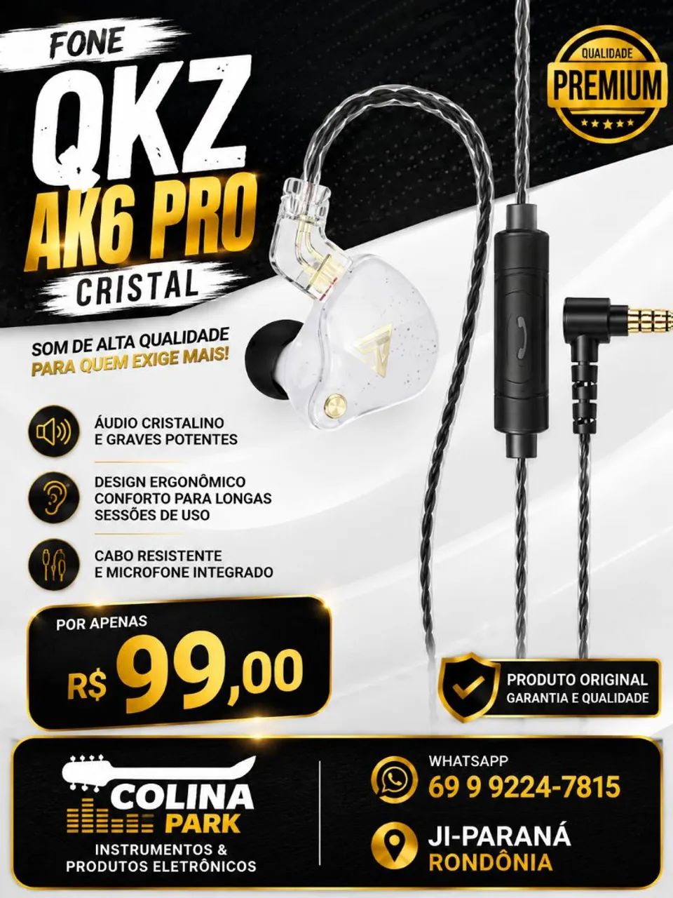 Fone QKZ AK6 PRO Branco