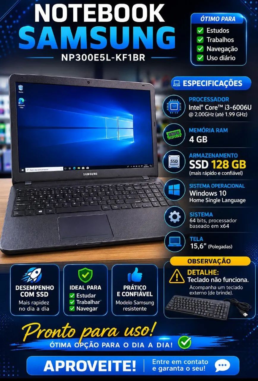 Notebook Samsung core i3 6006u - Foto 4