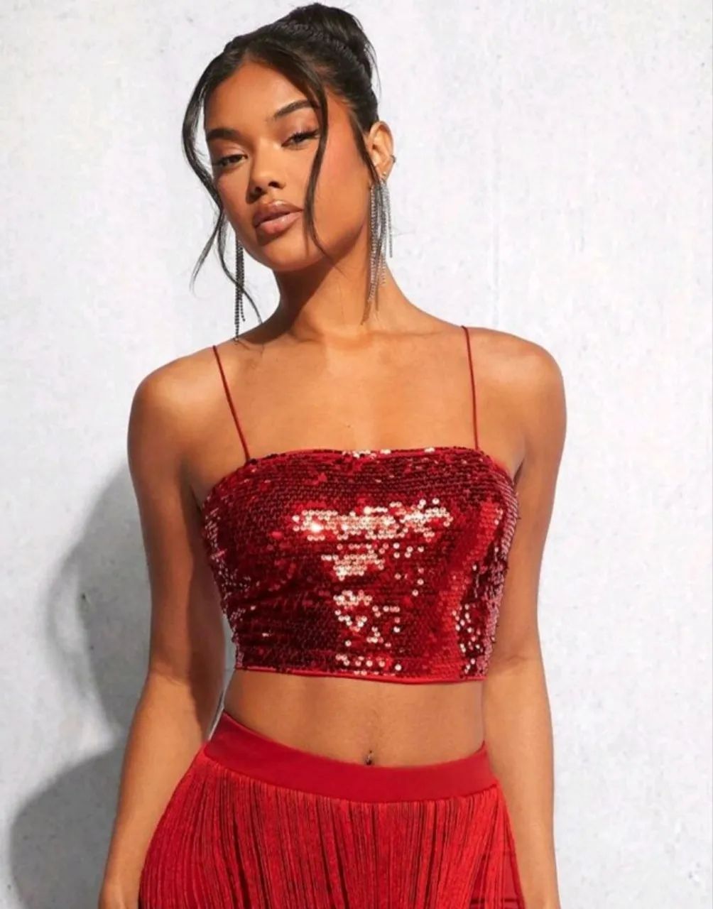 Conjunto Paetê Vermelho - Tam G - Foto 3