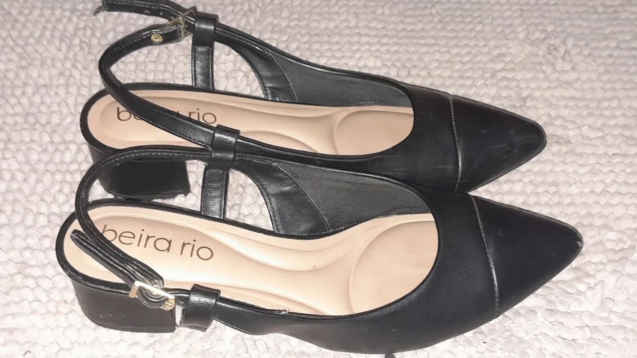 Sapato Beira Rio Preto - Slingback com Saltinho - Foto 2