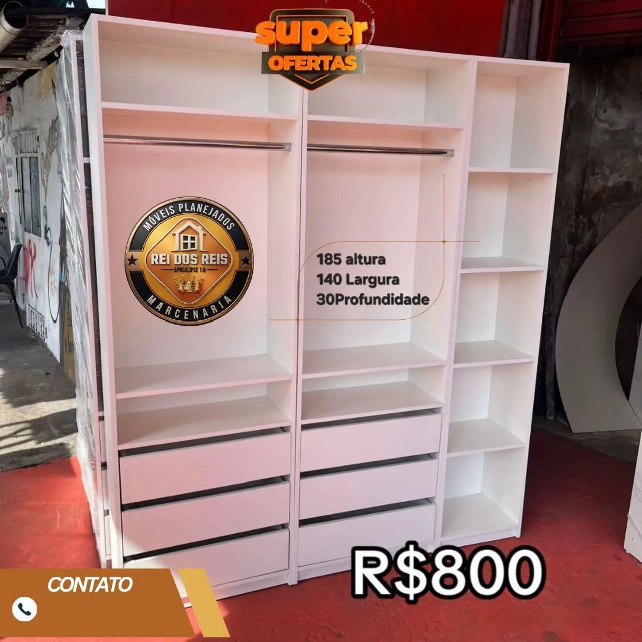 Closet com 6 gavetas em MDF 
