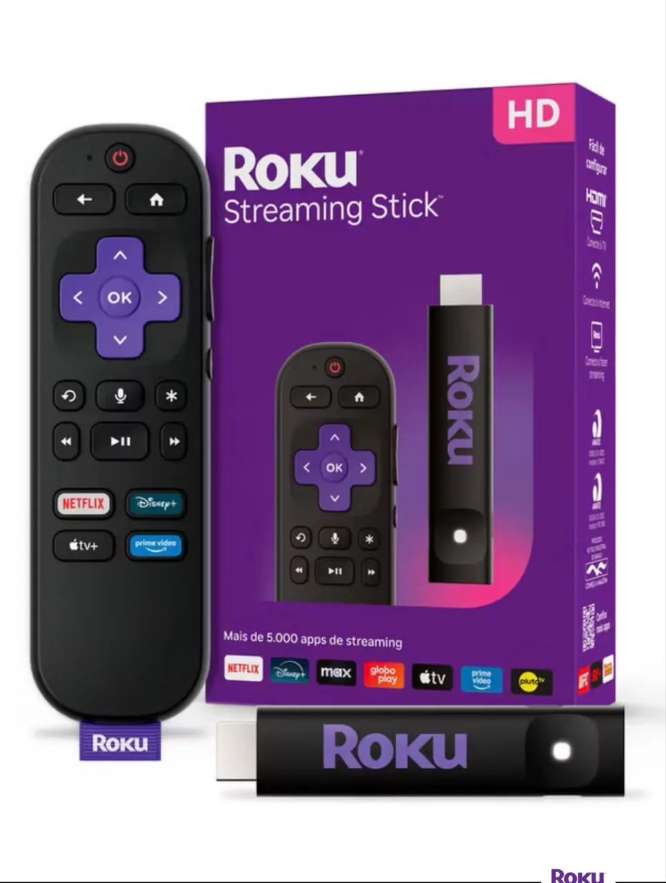 Roku Streaming Stick 2025 para TV HD/FHD Controle por Voz
