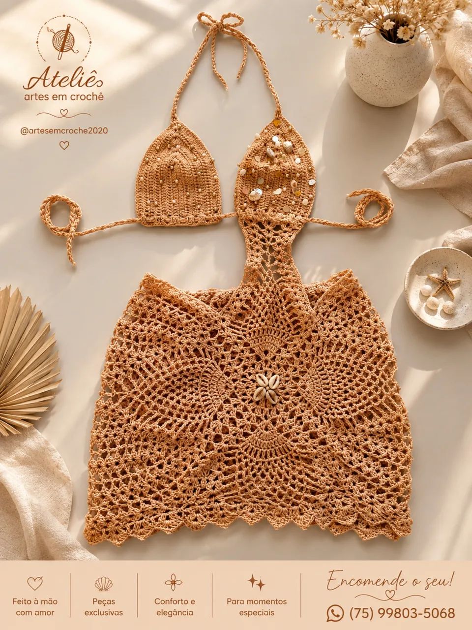 Vestido em crochê elegantes
