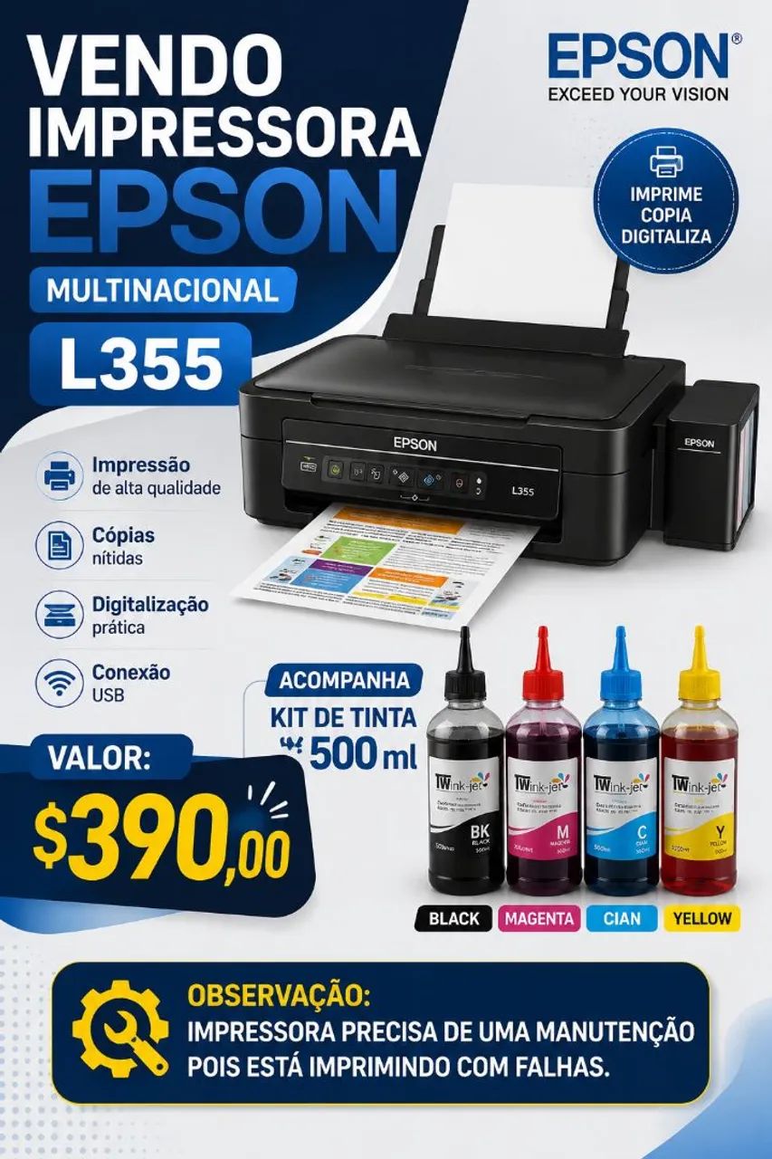 Vendo Impressora multinacional epson L355