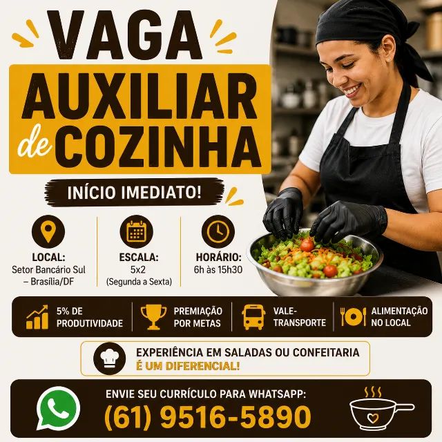 Auxiliar de cozinha - setor bancário sul
