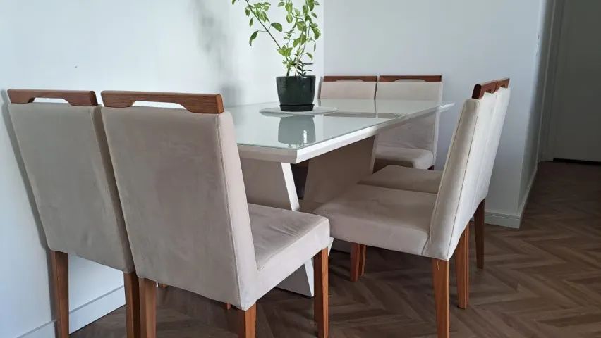 Mesa branca retangular + 6 cadeiras  - Foto 4