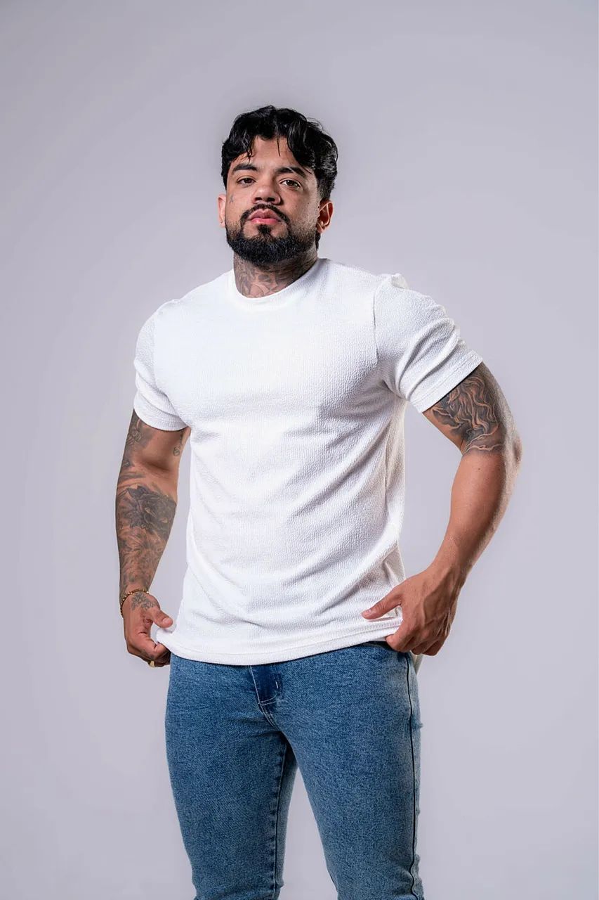 Camisa canelada com elastano 