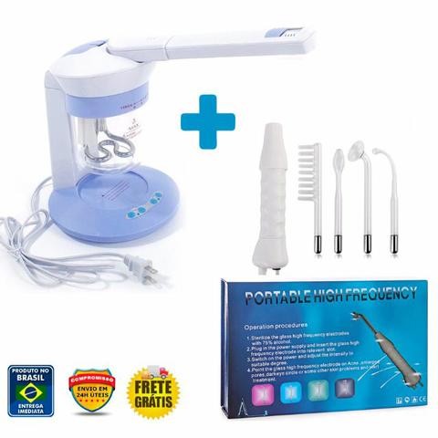 Kit Alta Frequência Portátil Bivolt + Vapor De Ozônio 220v