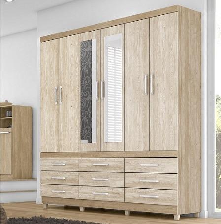 Belissimo Guarda Roupa 6 Portas e 9 gavetas e Espelho Bem Dividido Novo (Entrego e Monto)