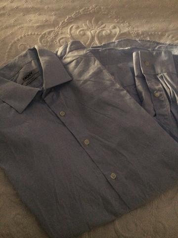 Camisa Dkny TAM 3 azul claro slim - Foto 2