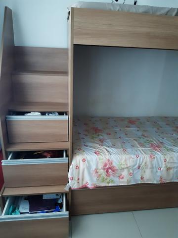 Beliche com cama auxiliar e três colchões - Foto 2