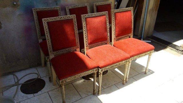 Conj. 06 cadeiras Estilo Luis XVI estofadas e restauradas - Foto 2