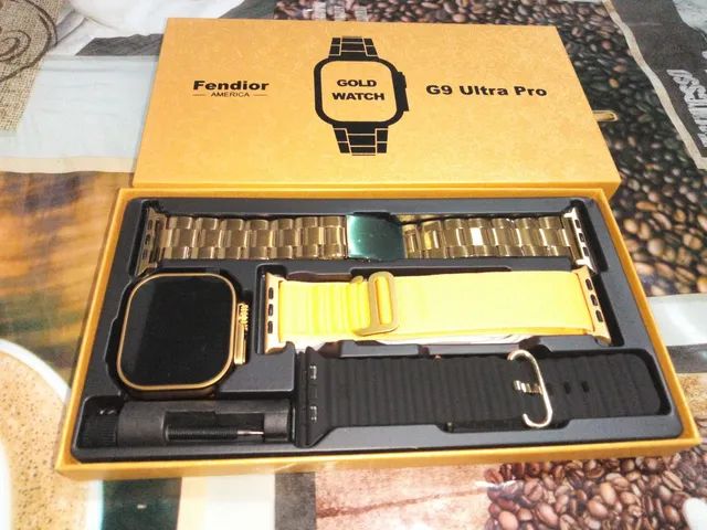 PROMOÇÃO PRA ACABAR!! Smartwatch NFC Dourado com 3 PULSEIRAS!! (G9 ULTRA PRO GOLD 2023) - Foto 6