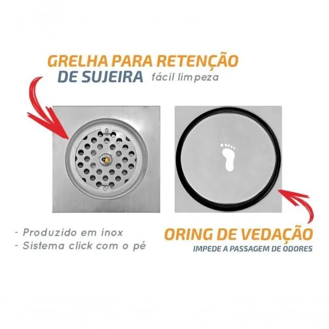 Ralo Click Inteligente Banheiro Aço Inox Pop Up Clic Grande 10x10 cm _ CS555 - Foto 4