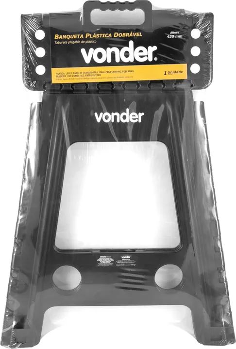 Banqueta Dobrável Antiderrapante Preta Altura 45cm Vonder - Foto 4