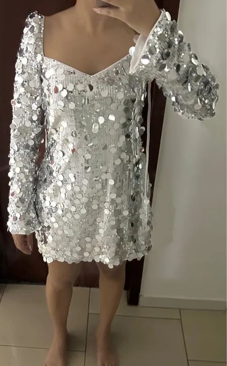 Vestido Paetês Prata